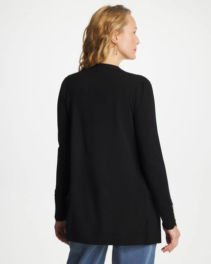 Chico's Ella Ottoman-Trim Cardigan Black