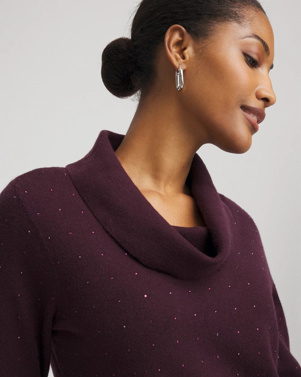 Chico's Zenergy® Luxe Diamante Cowlneck Tunic Night Bloom