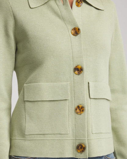 Chico's Button-Front Cardigan Jacket Sage Meadow