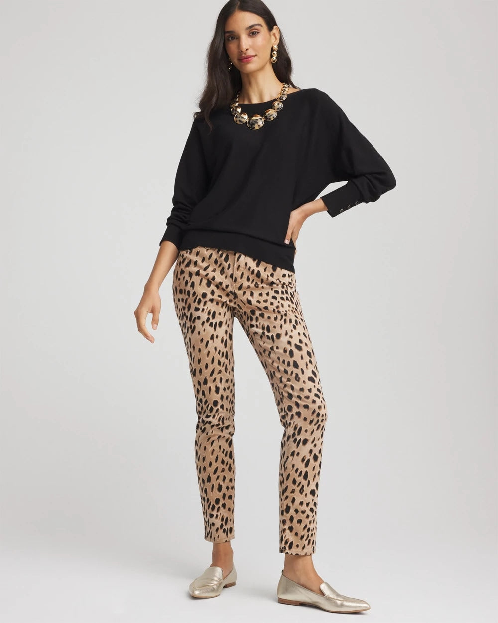 Chico's Ella Boatneck Pullover Sweater Black