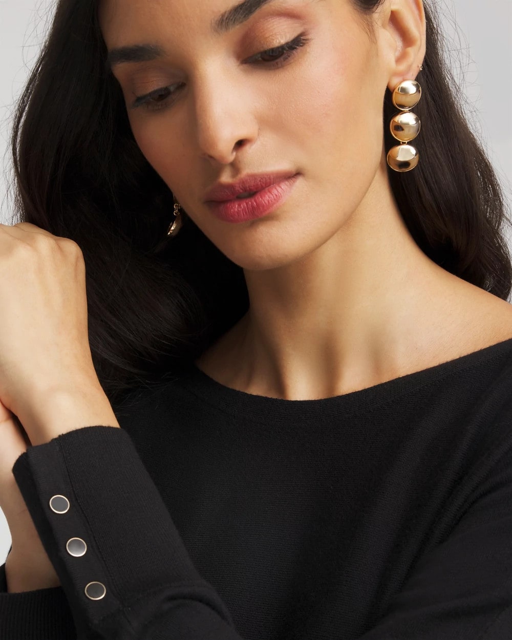 Chico's Ella Boatneck Pullover Sweater Black