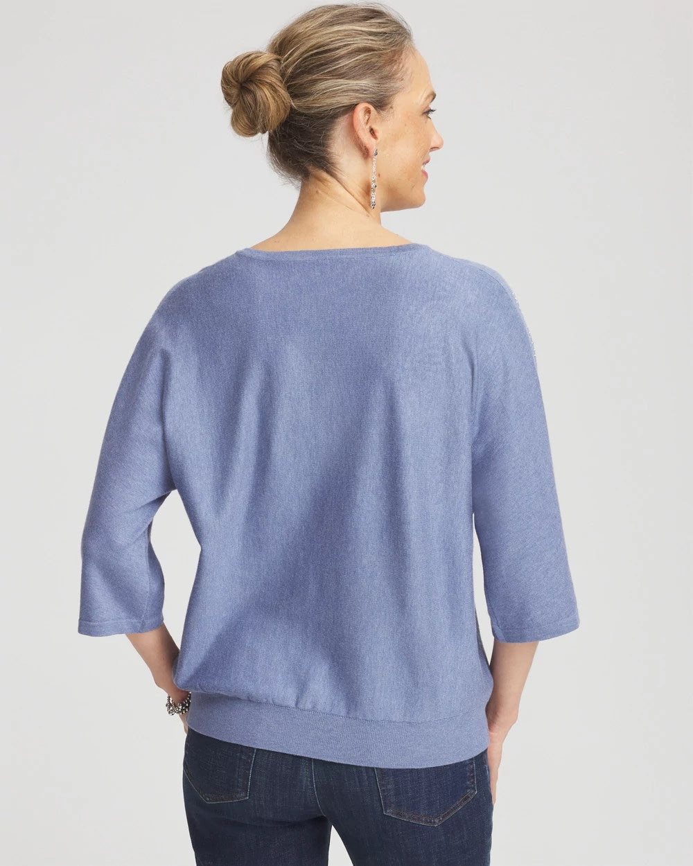 Chico's Dolman V-Neck Sweater Blue Lotus