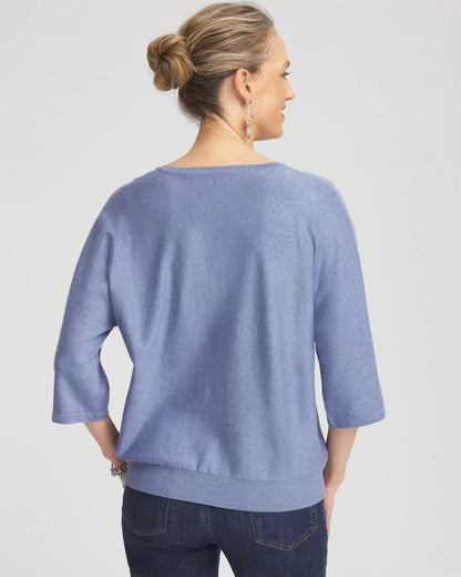 Chico's Dolman V-Neck Sweater Blue Lotus