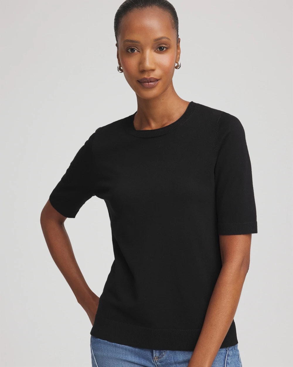 Chico's Ella Classic-Fit Sweater Tee Black