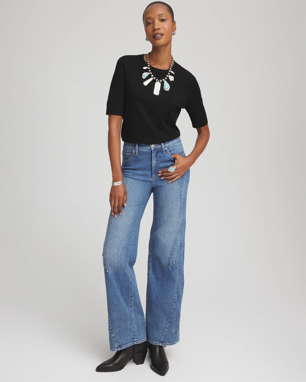 Chico's Ella Classic-Fit Sweater Tee Black