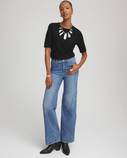 Chico's Ella Classic-Fit Sweater Tee Black