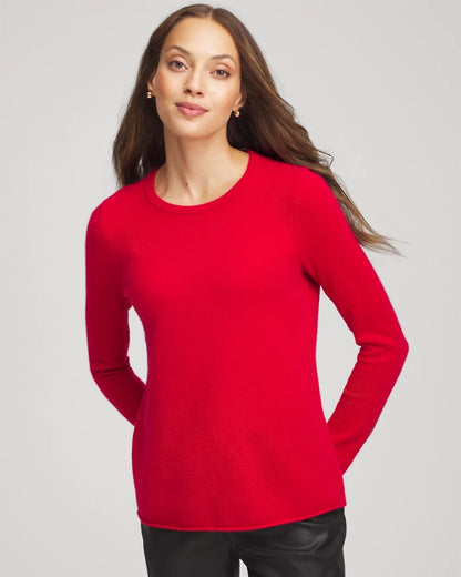 Chico's Crewneck Cashmere Pullover Sweater Red