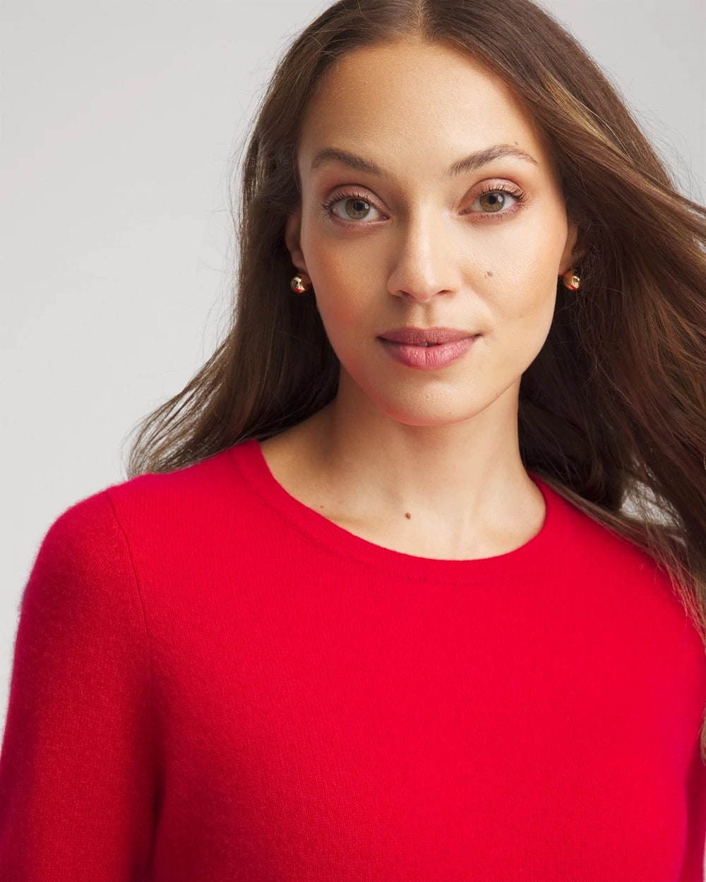 Chico's Crewneck Cashmere Pullover Sweater Red