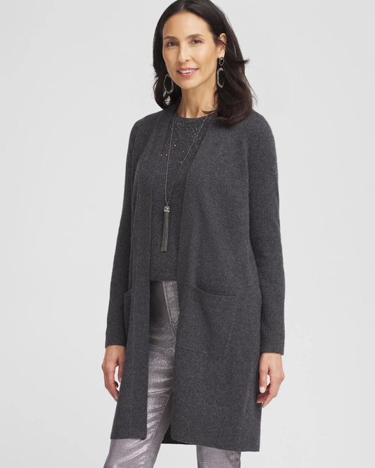 Chico's Cashmere Duster Cardigan Dark Gray