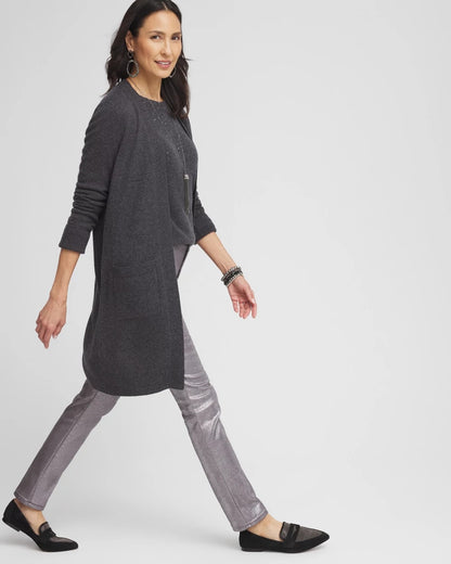 Chico's Cashmere Duster Cardigan Dark Gray
