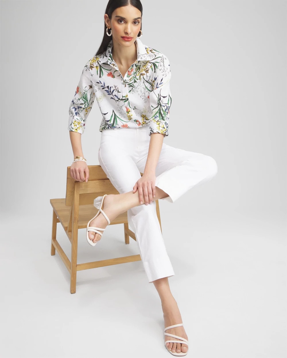 Chico's Trapunto Straight Leg Cropped Pants Alabaster