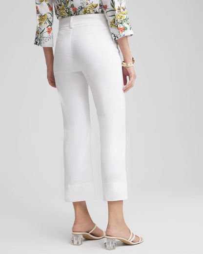 Chico's Trapunto Straight Leg Cropped Pants Alabaster