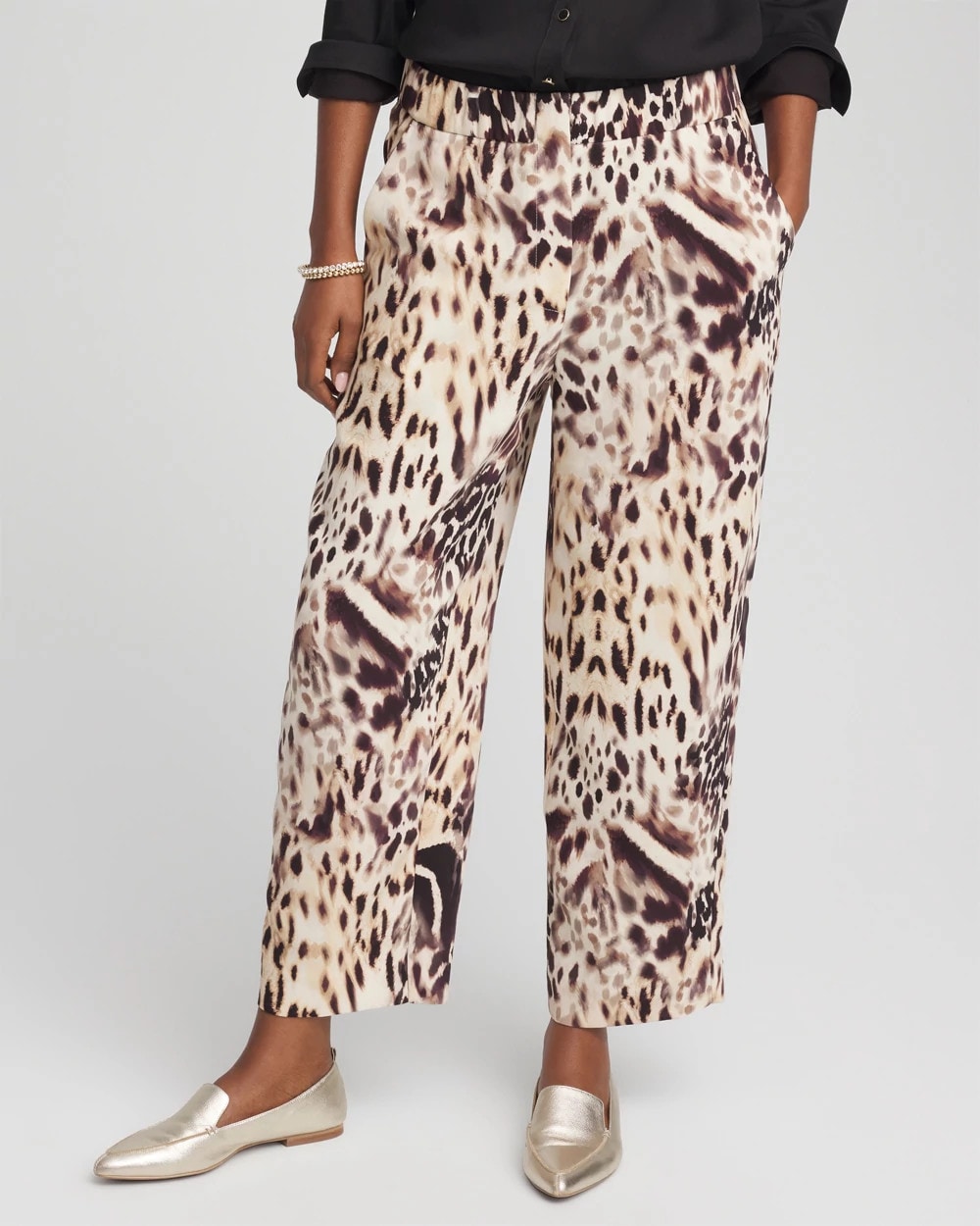 Chico's Bengal Marks Crepe Pull-On Ankle Pants Caramel Apple