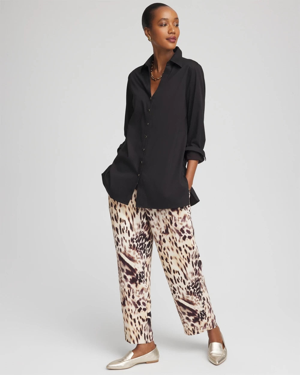 Chico's Bengal Marks Crepe Pull-On Ankle Pants Caramel Apple