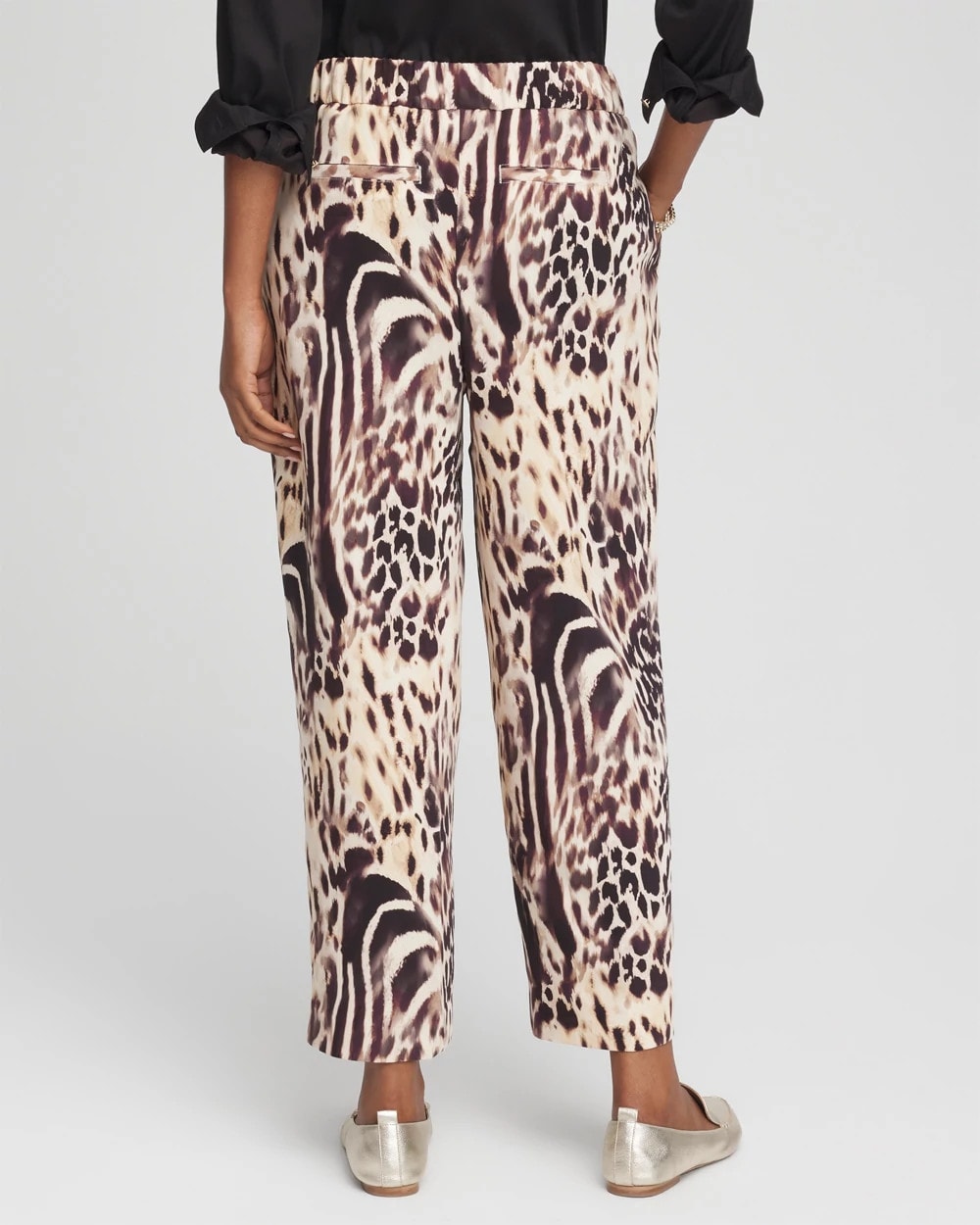 Chico's Bengal Marks Crepe Pull-On Ankle Pants Caramel Apple