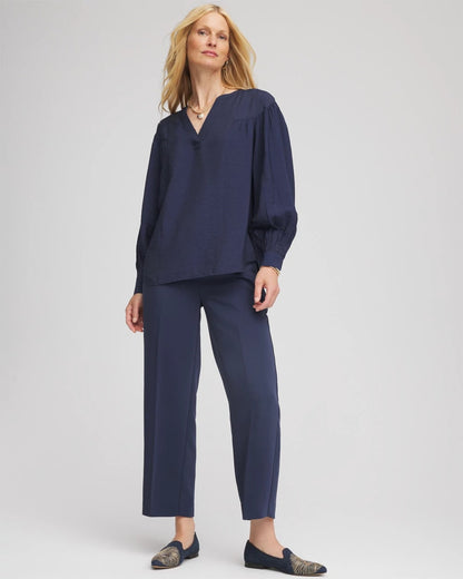 Chico's Stretch Crepe Tapered Ankle Pants Passport Blue