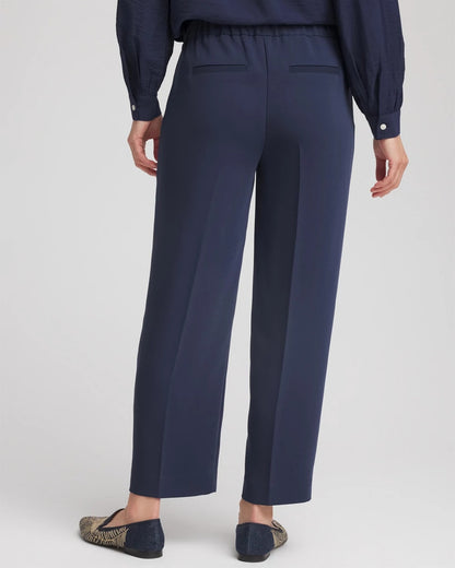 Chico's Stretch Crepe Tapered Ankle Pants Passport Blue
