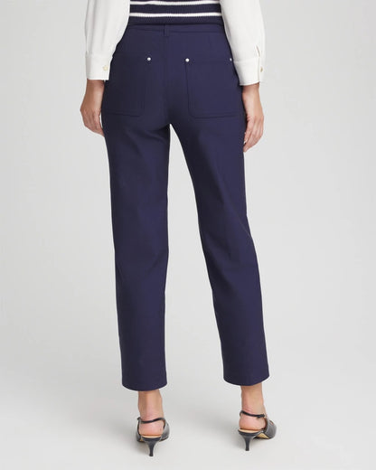 Chico's Cotton Straight Ankle Trousers Passport Blue