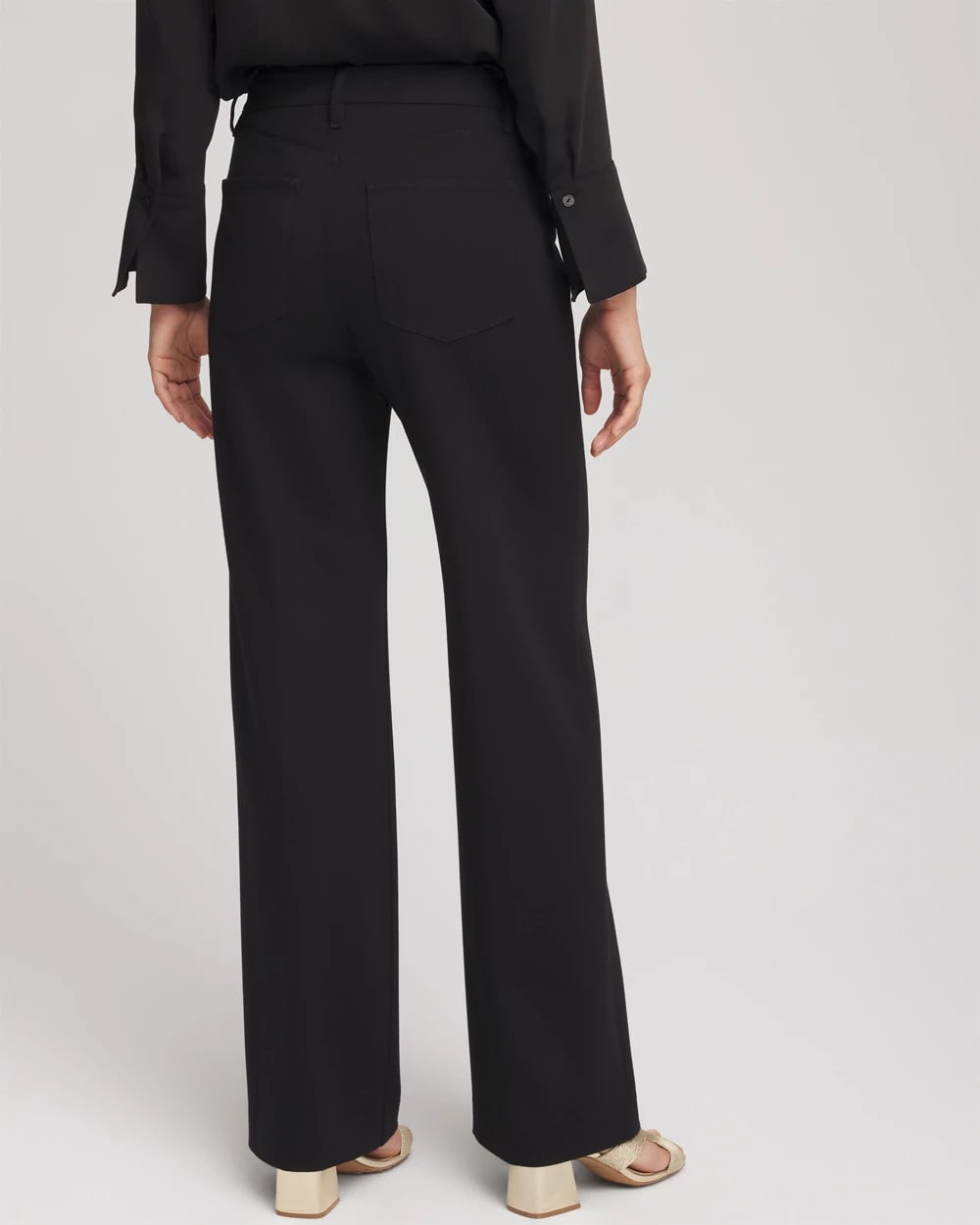 Chico's Five-Pocket Wide-Leg Ponte Pants Black