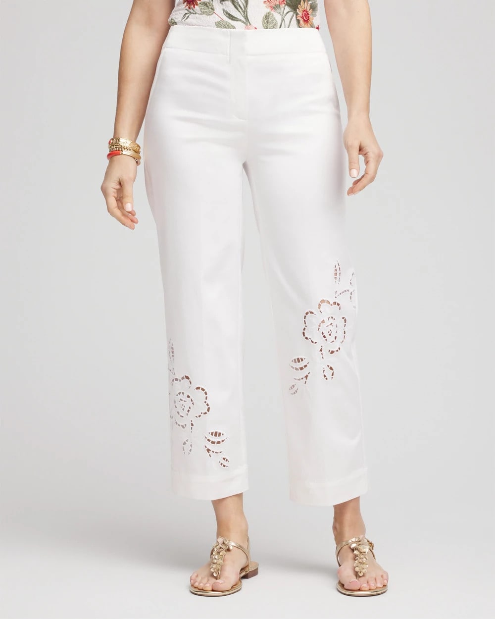 Chico's Sateen Cutout Cropped Pants Alabaster