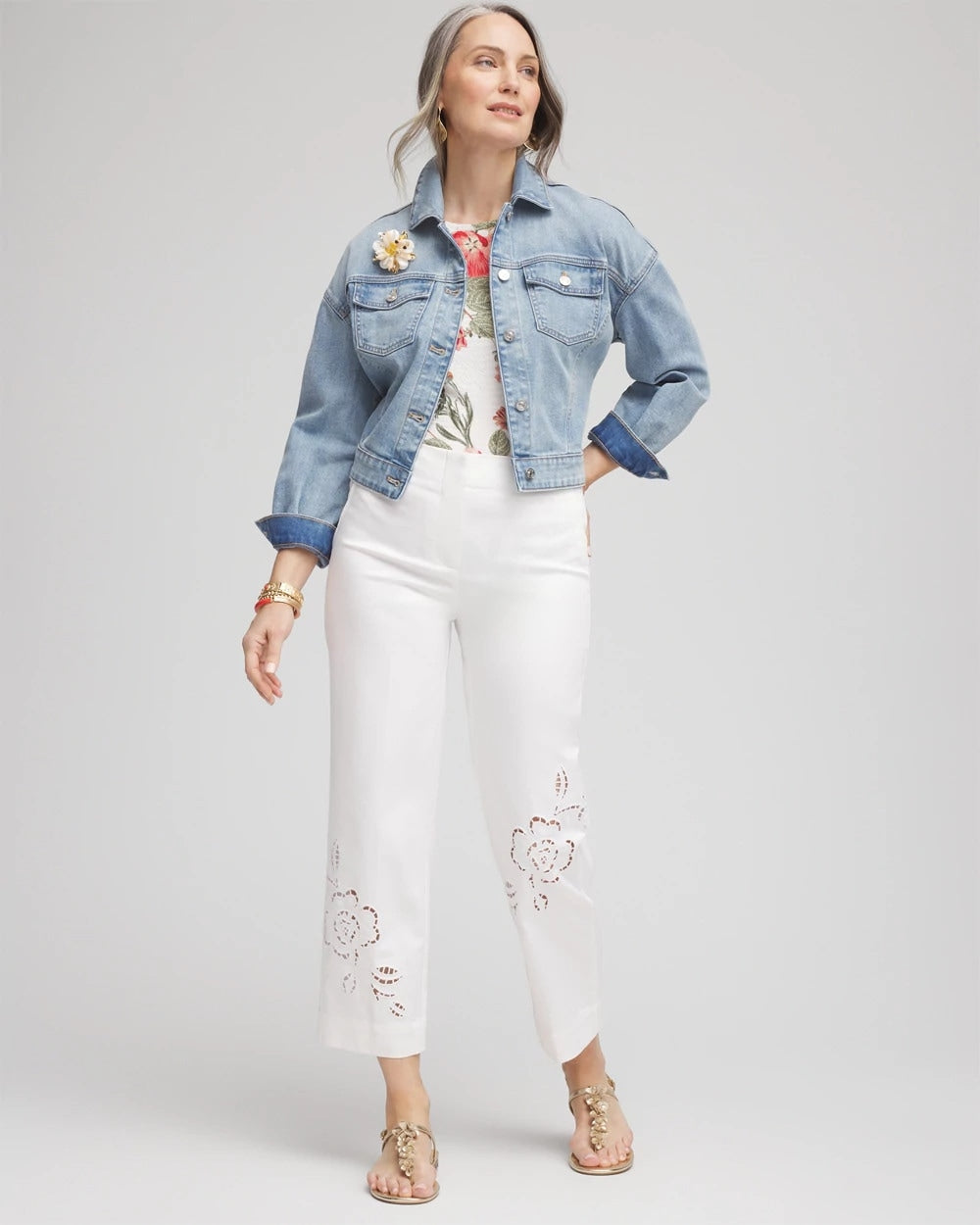 Chico's Sateen Cutout Cropped Pants Alabaster