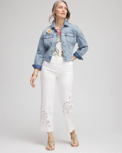 Chico's Sateen Cutout Cropped Pants Alabaster