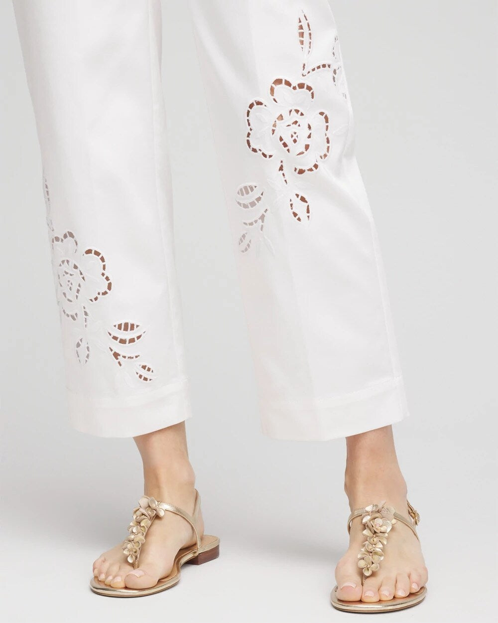 Chico's Sateen Cutout Cropped Pants Alabaster