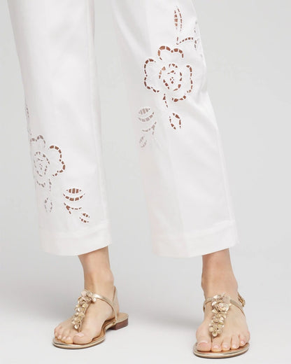 Chico's Sateen Cutout Cropped Pants Alabaster