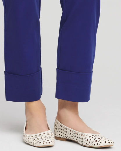 Chico's Stretch Sateen Cropped Pants Blue Casa