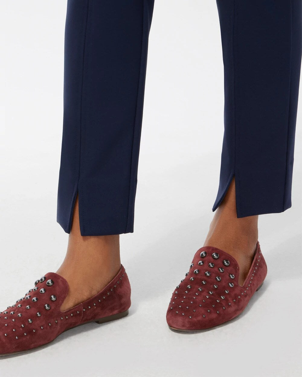 Chico's Bi-Stretch Front Seam Slit Ankle Pants Ink