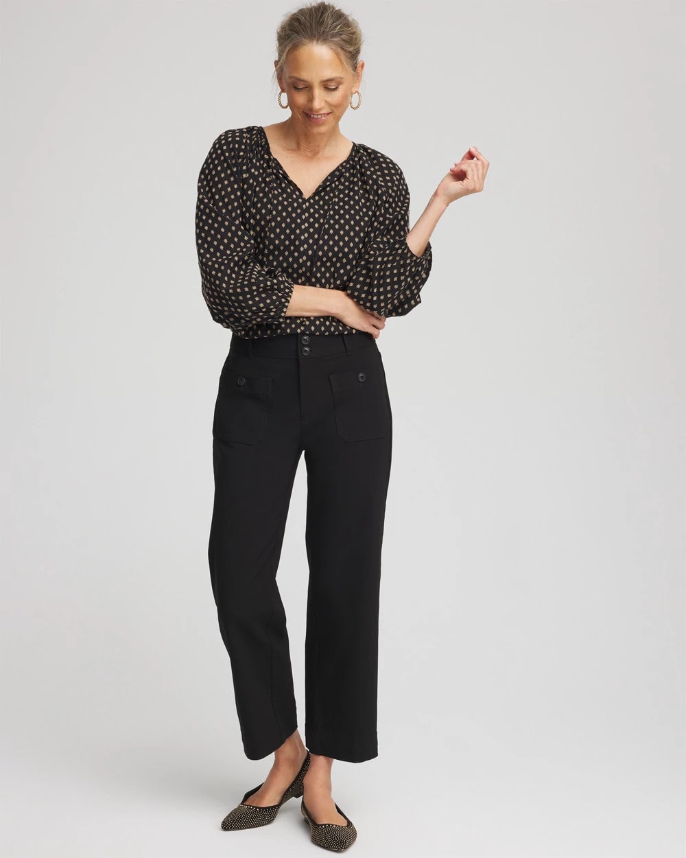 Chico's Emme Four Pocket Straight Cropped Pants Black