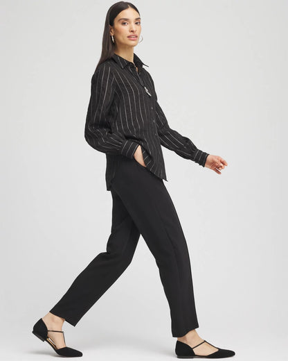 Chico's Crepe Side-Zip Tapered Ankle Pants Black