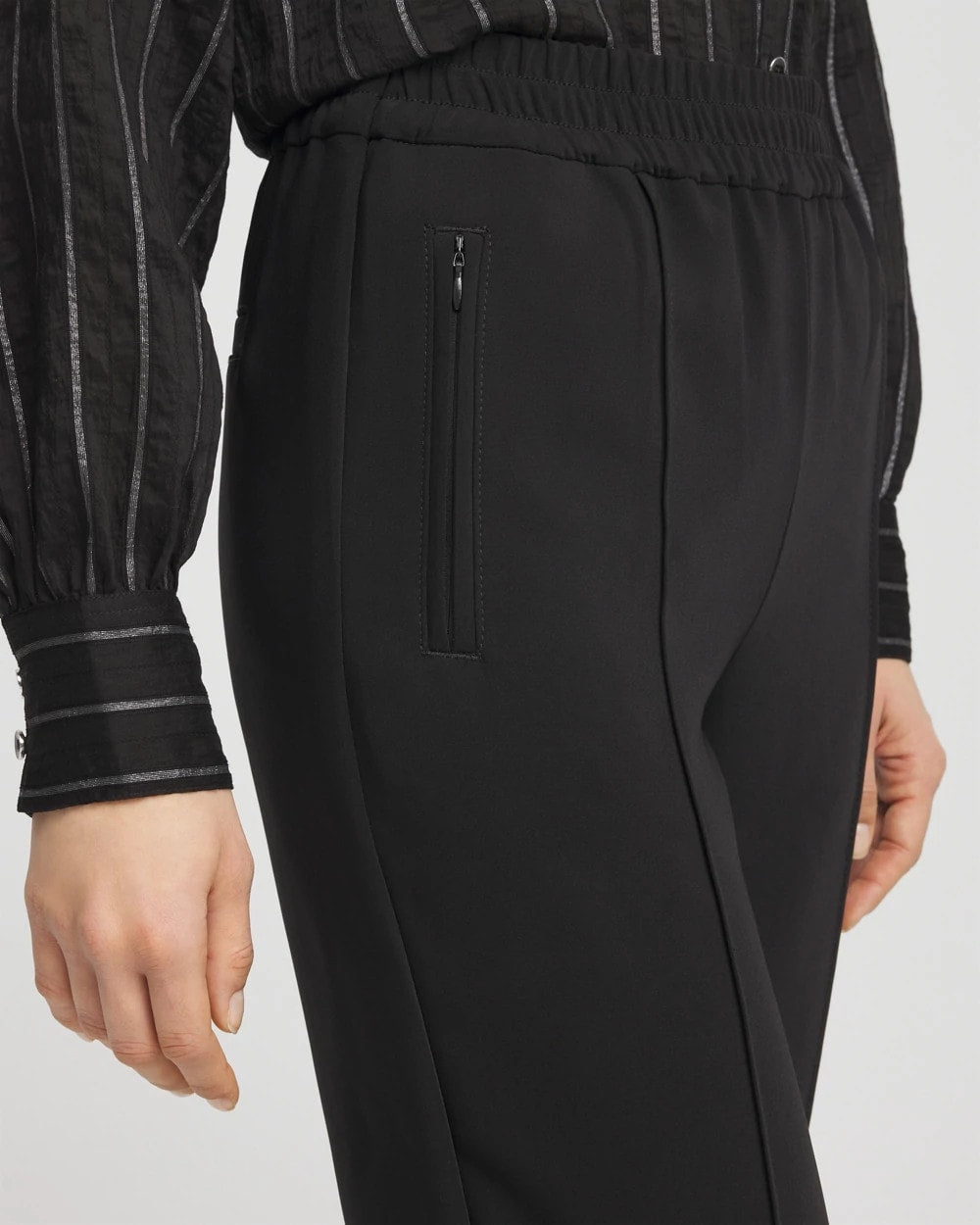 Chico's Crepe Side-Zip Tapered Ankle Pants Black