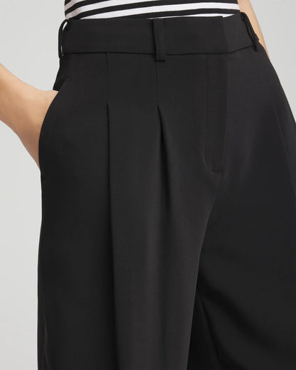 Chico's Crepe Pleated Relaxed Pants Black