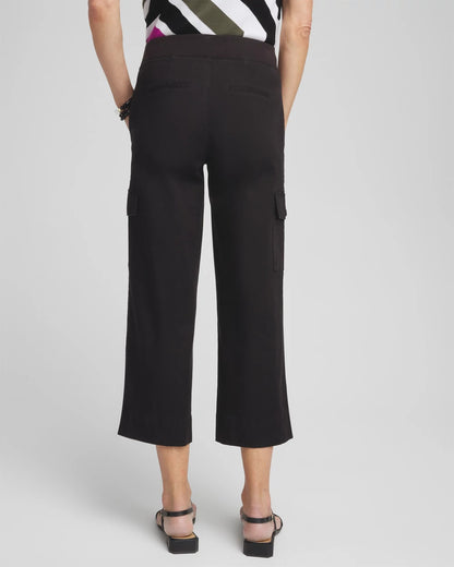 Chico's Cargo Straight Leg Cropped Pants Black