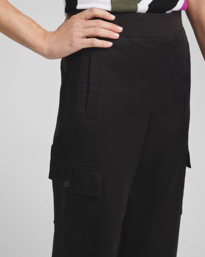 Chico's Cargo Straight Leg Cropped Pants Black