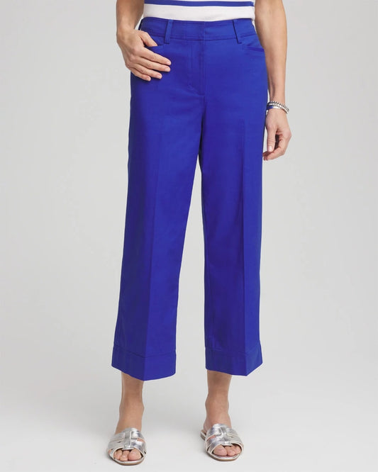 Chico's Lightweight Relaxed Straight Cropped Pants Rich Cobalt