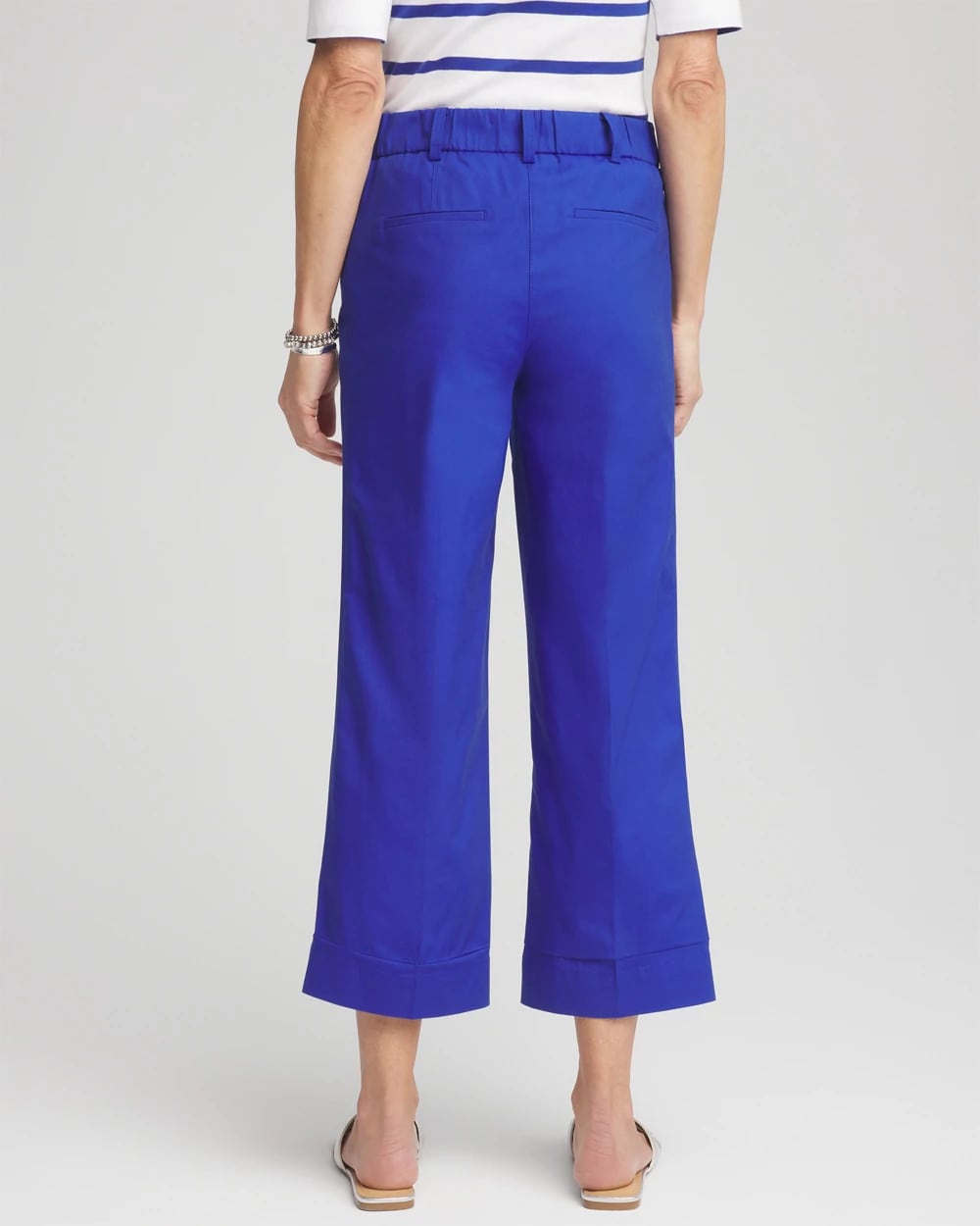 Chico's Lightweight Relaxed Straight Cropped Pants Rich Cobalt