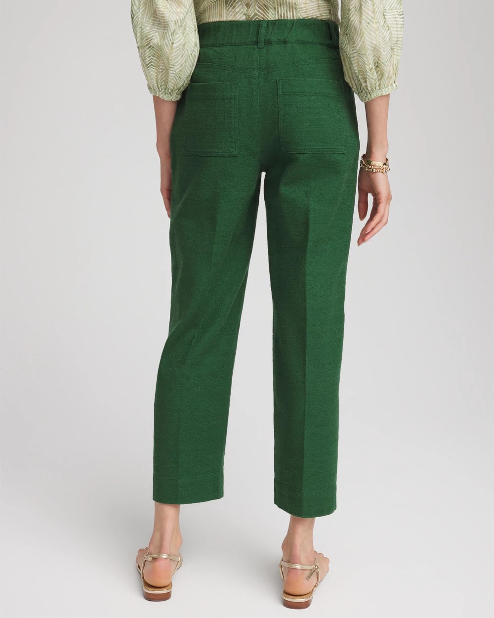 Chico's Cropped Straight-Leg Pants Palm Leaf
