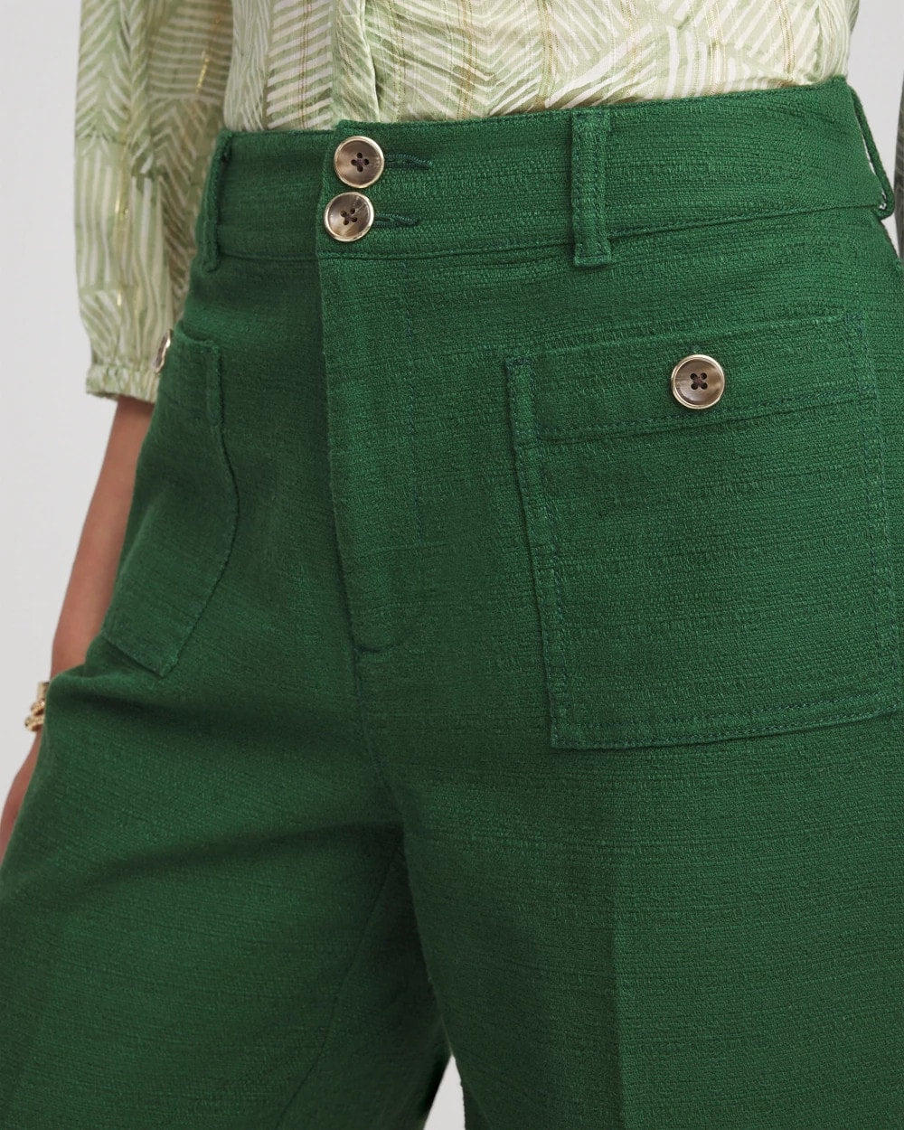 Chico's Cropped Straight-Leg Pants Palm Leaf