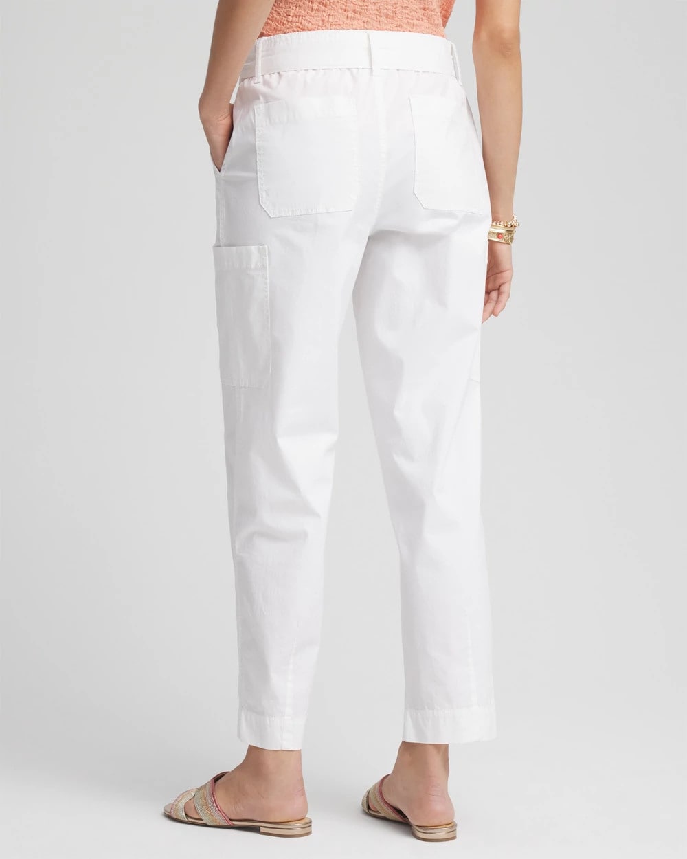 Chico's Poplin Pull-On Tapered-Leg Cropped Pants Alabaster