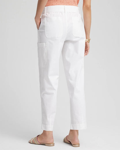 Chico's Poplin Pull-On Tapered-Leg Cropped Pants Alabaster