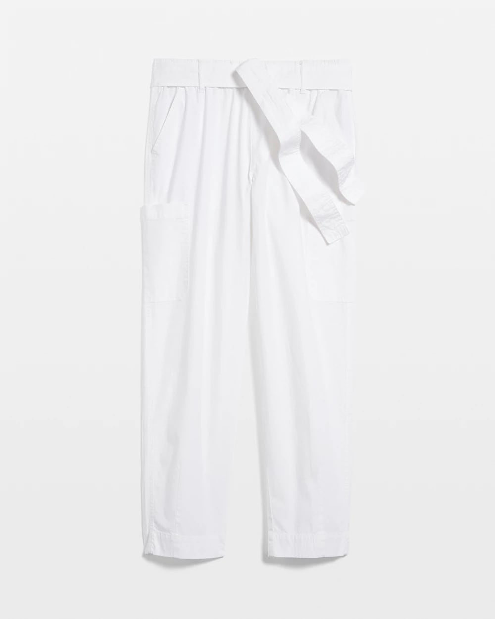 Chico's Poplin Pull-On Tapered-Leg Cropped Pants Alabaster