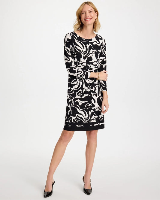 Chico's Jersey Knit Boatneck Shift Dress Black