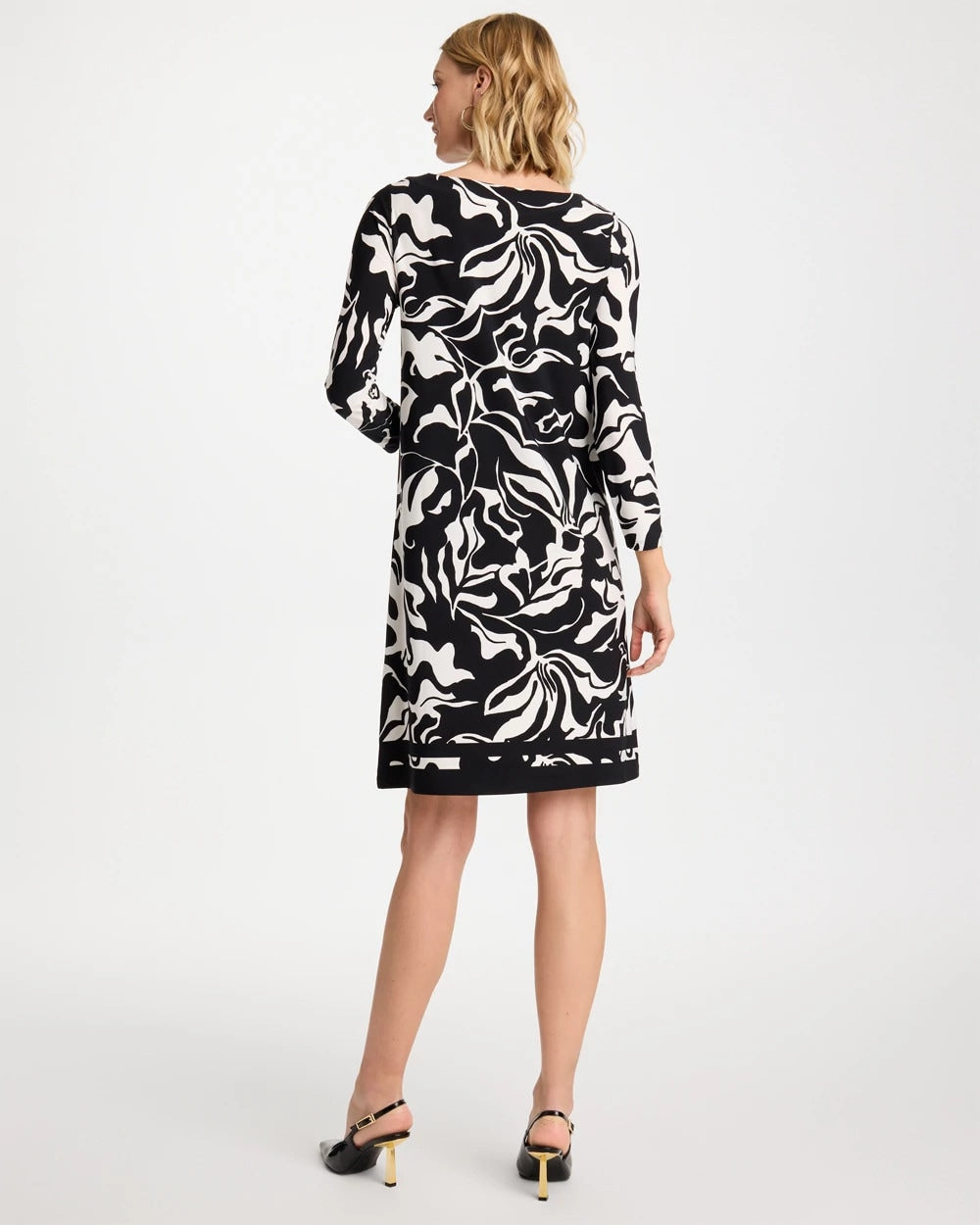 Chico's Jersey Knit Boatneck Shift Dress Black