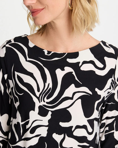 Chico's Jersey Knit Boatneck Shift Dress Black