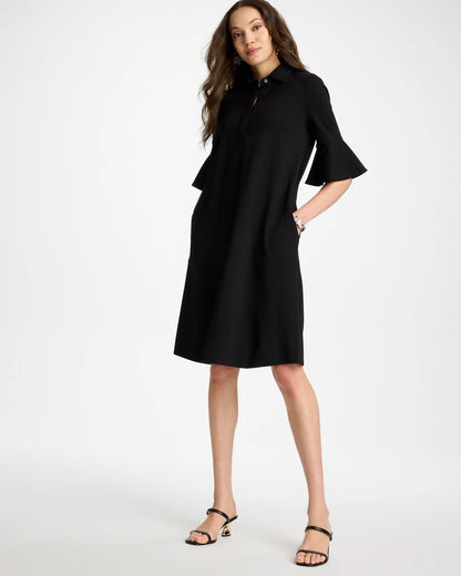 Chico's Knit Flounce Sleeve Dress Black