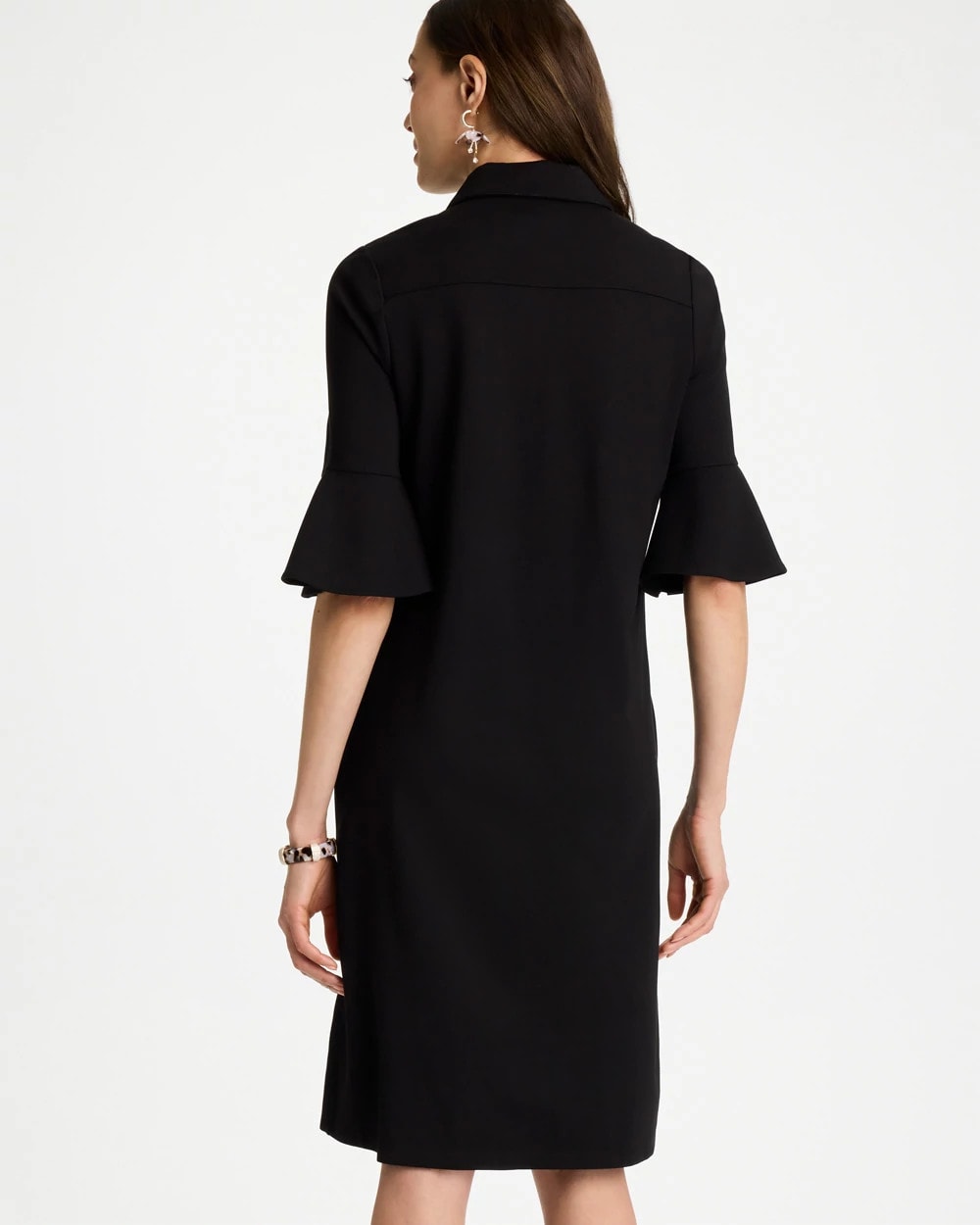 Chico's Knit Flounce Sleeve Dress Black