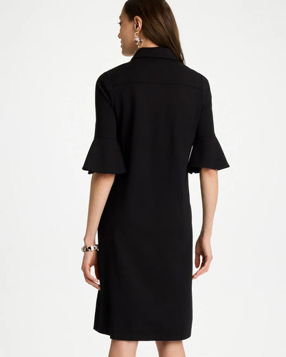 Chico's Knit Flounce Sleeve Dress Black