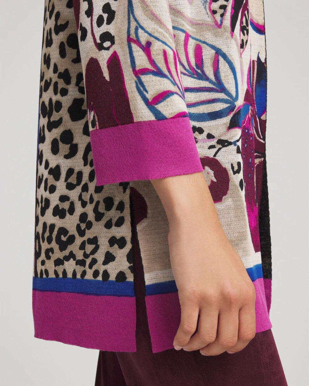 Chico's Travelers™ Collection Artisanal Cardigan Blackened Burgundy